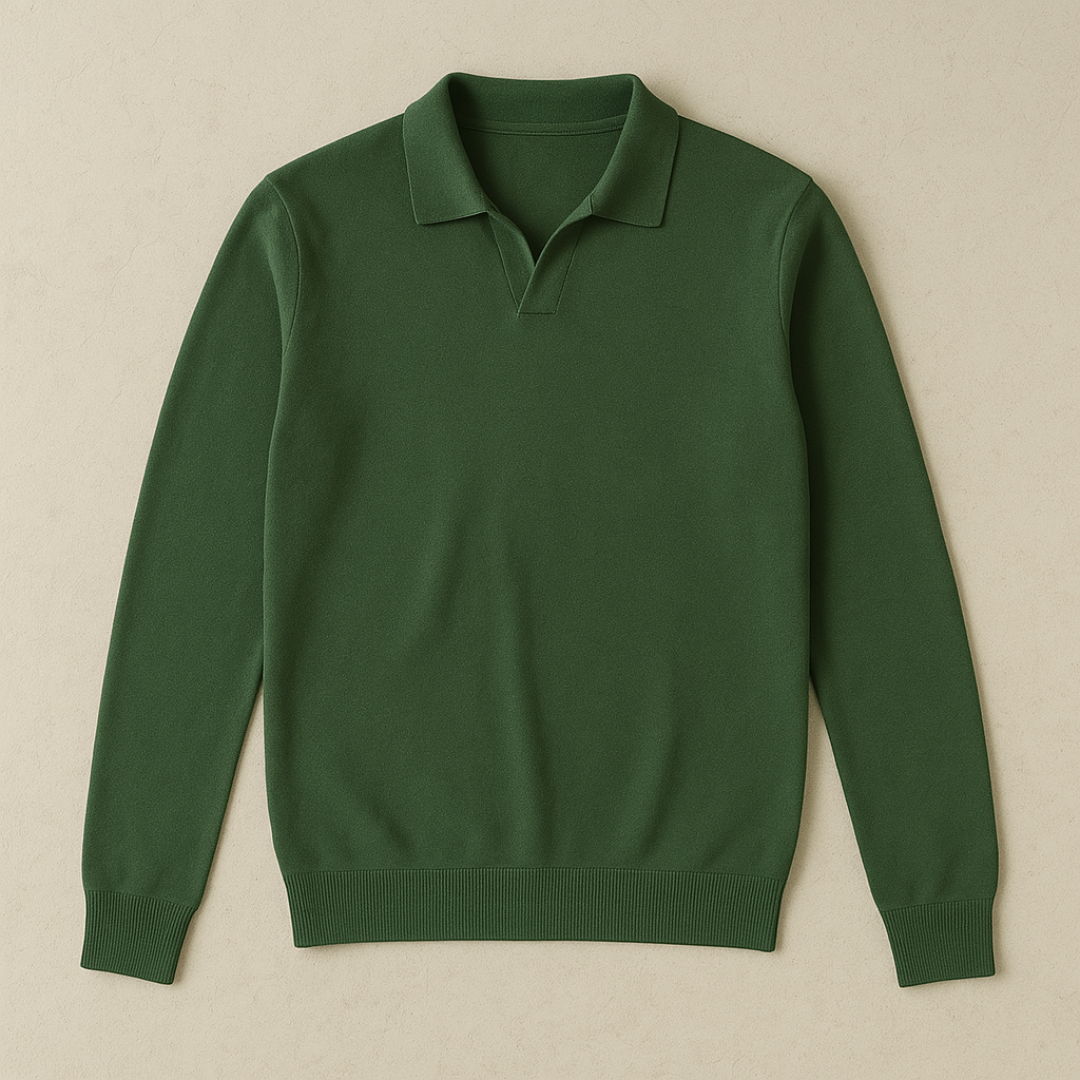 Knitted Long Sleeve Polo