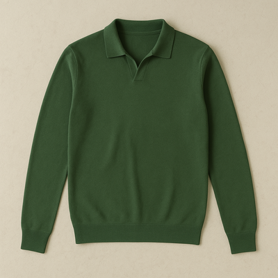 Knitted Long Sleeve Polo