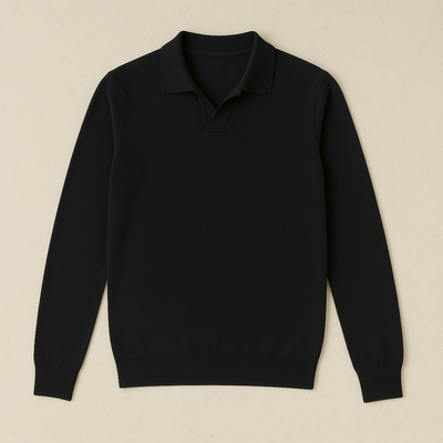 Knitted Long Sleeve Polo