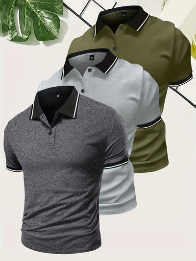 3-Piece Casual Men’s Polo Shirt Set