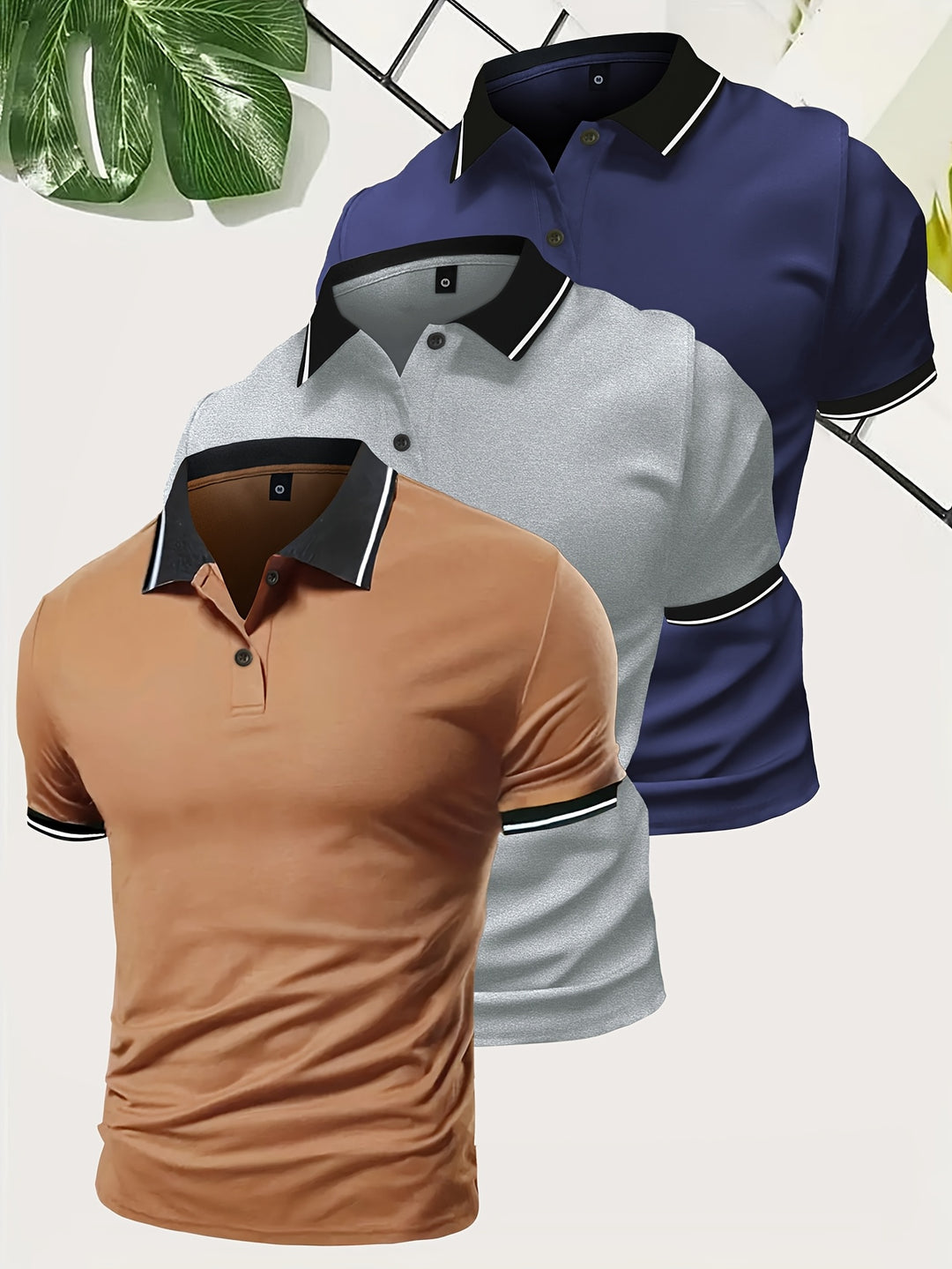3-Piece Casual Men’s Polo Shirt Set