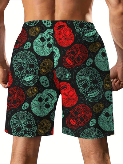 Skull Print Men's Board Shorts