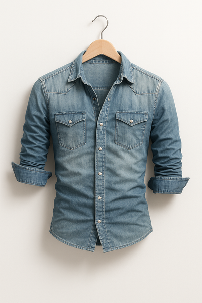 Men's Casual Button-Up Denim Shirt