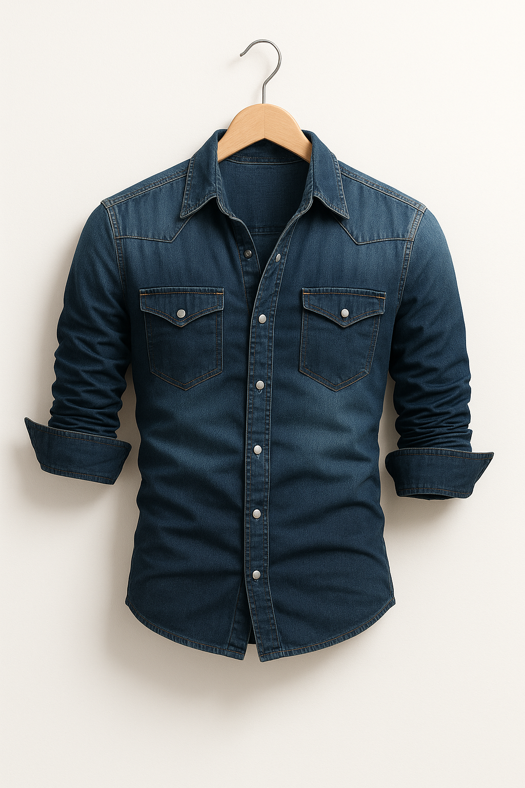 Men's Casual Button-Up Denim Shirt