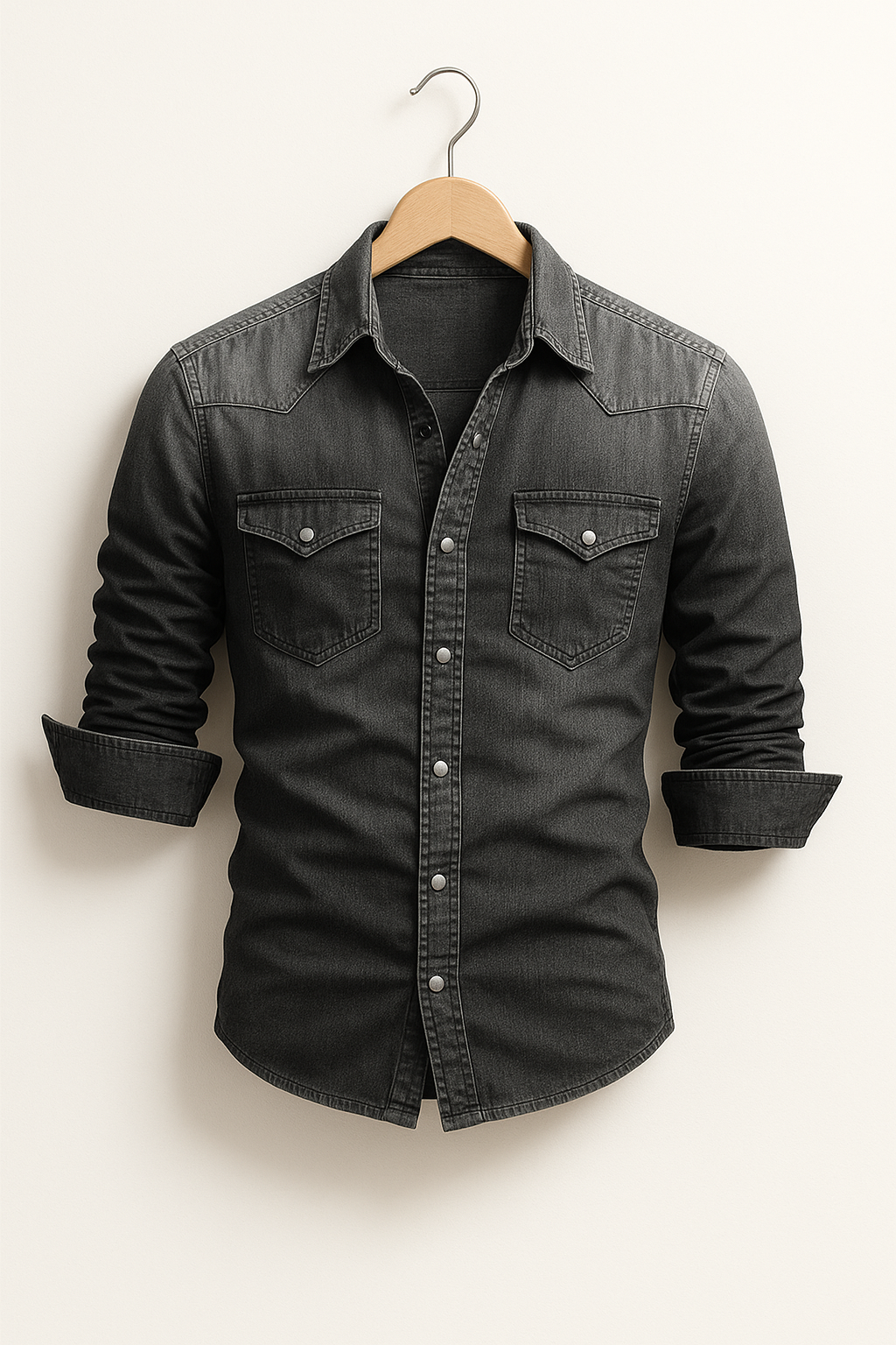 Men's Casual Button-Up Denim Shirt