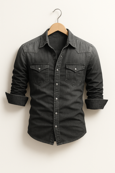 Men's Casual Button-Up Denim Shirt