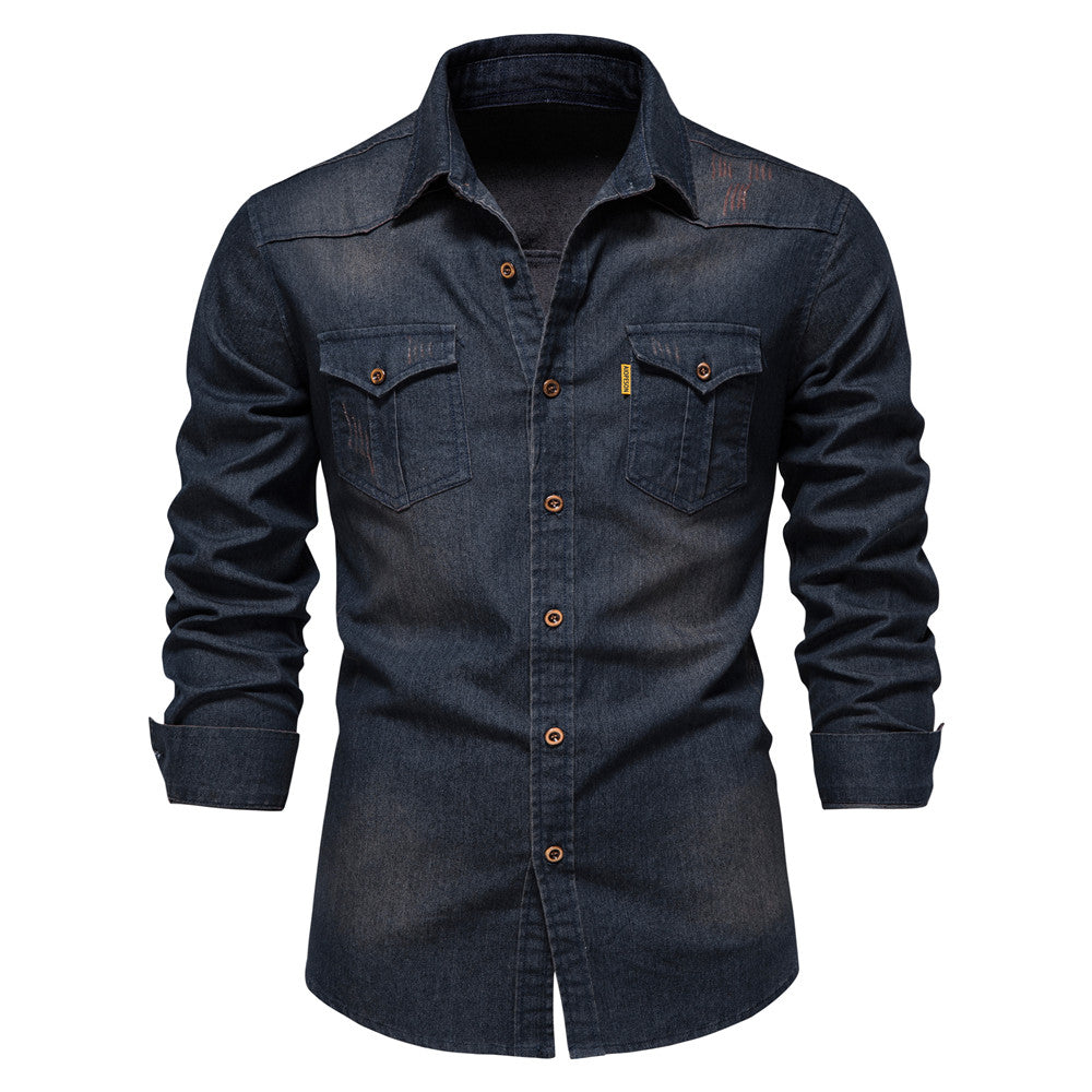 Slim-Fit Denim Men's Shirt