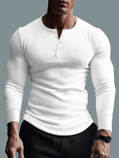 Slim Fit Ribbed Henley Shirt
