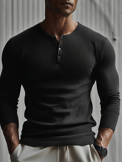 Slim Fit Ribbed Henley Shirt