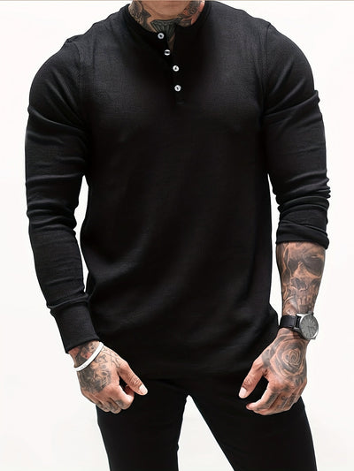 Slim Fit Ribbed Henley Shirt