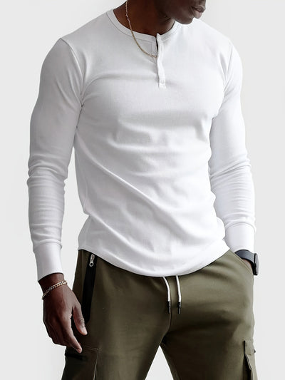 Slim Fit Ribbed Henley Shirt