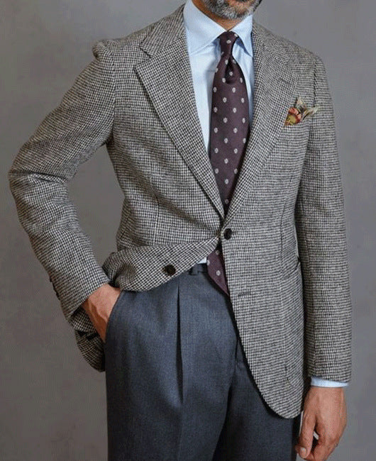 Classic Plaid Men's Blazer Jacket