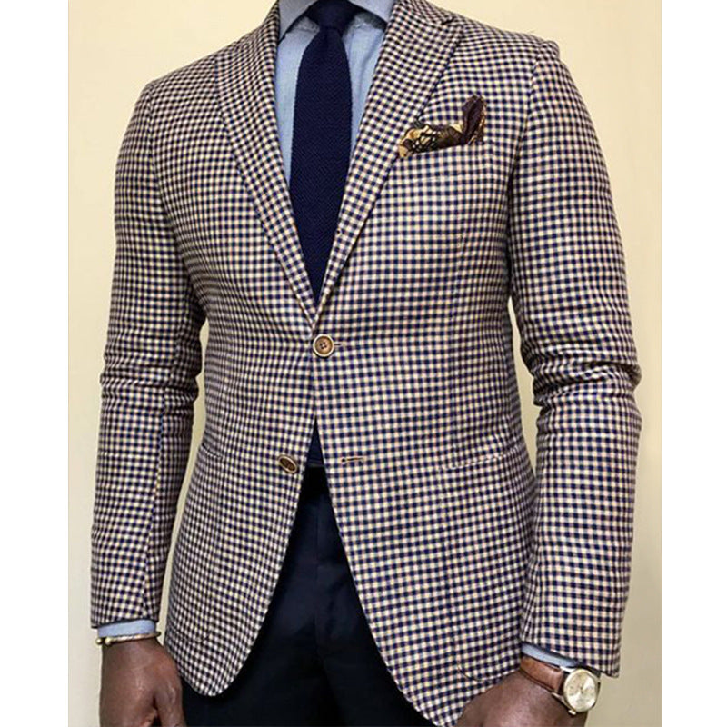 Classic Plaid Men's Blazer Jacket