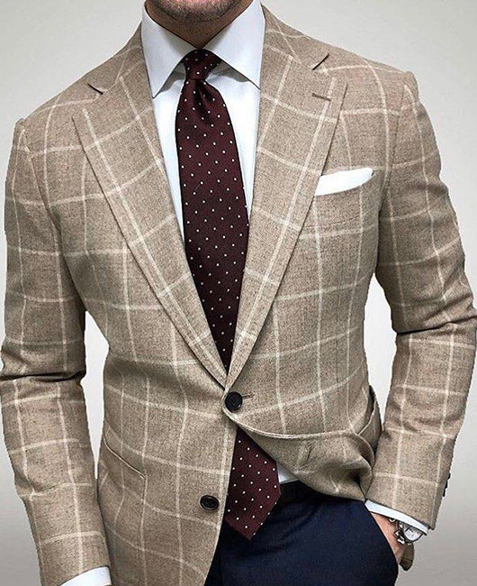 Classic Plaid Men's Blazer Jacket