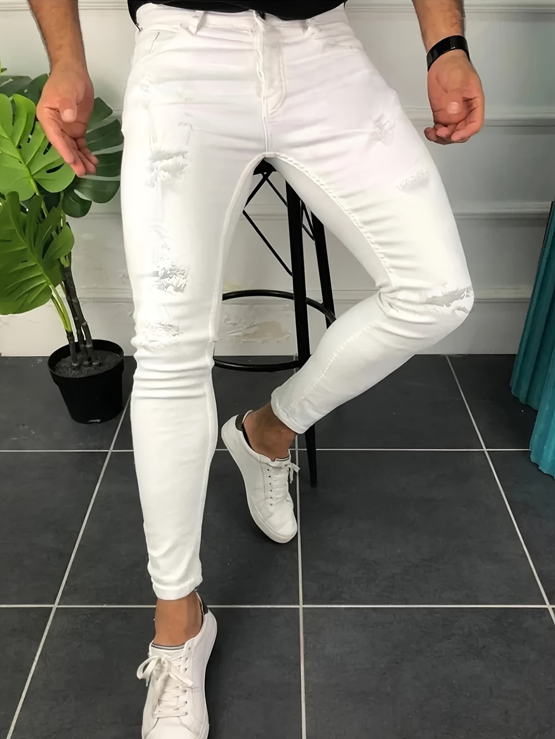 Ripped Slim Fit Men's Jeans
