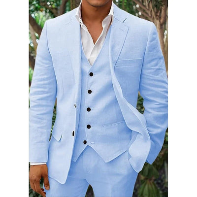 Men's Classic Linen 3-Piece Suit