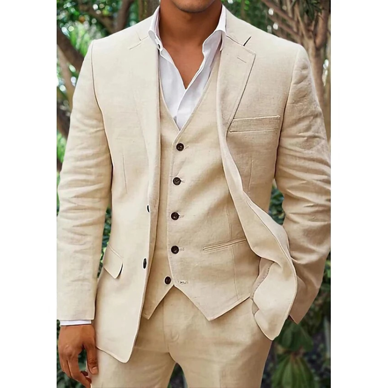 Men's Classic Linen 3-Piece Suit