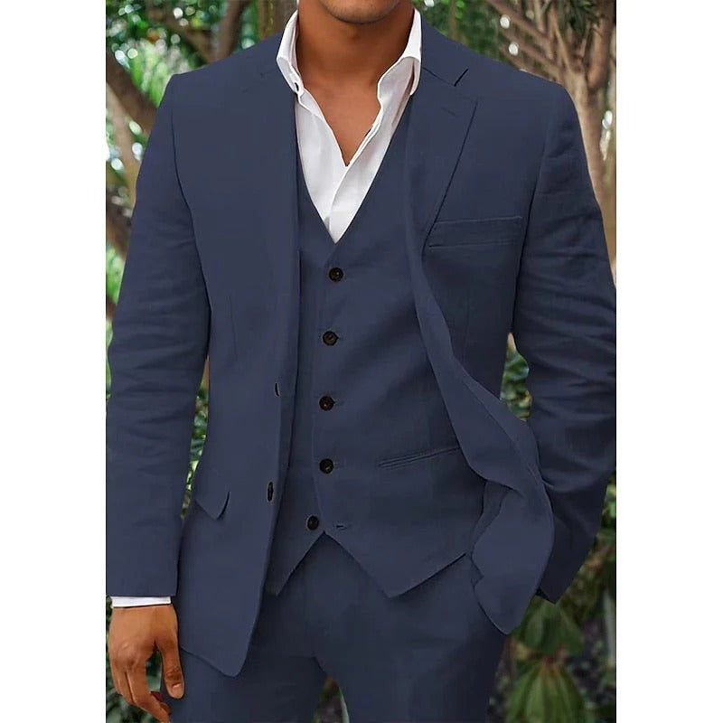 Men's Classic Linen 3-Piece Suit
