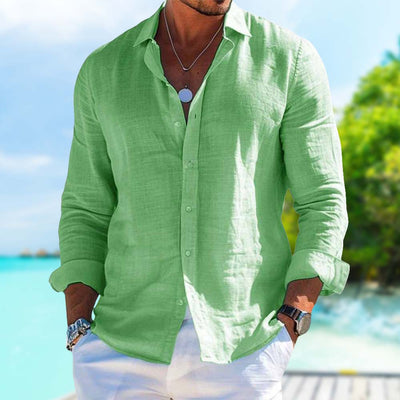 Men's Linen Blend Casual Shirt