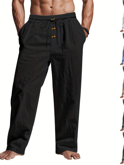 Summer Drawstring Linen Pants Men