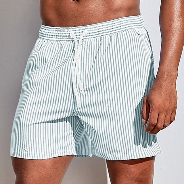 Men's Striped Quick-Dry Swim Shorts