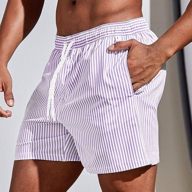 Men's Striped Quick-Dry Swim Shorts