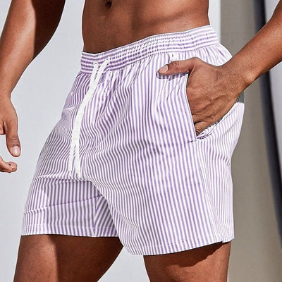 Men's Striped Quick-Dry Swim Shorts