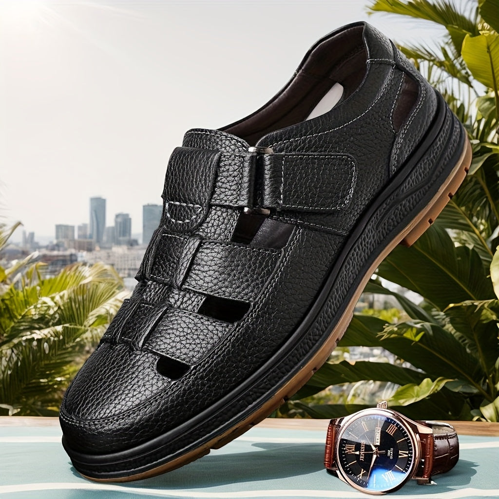 Breathable Cowhide Leather Men’s Sandals
