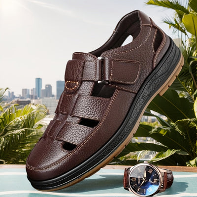 Breathable Cowhide Leather Men’s Sandals