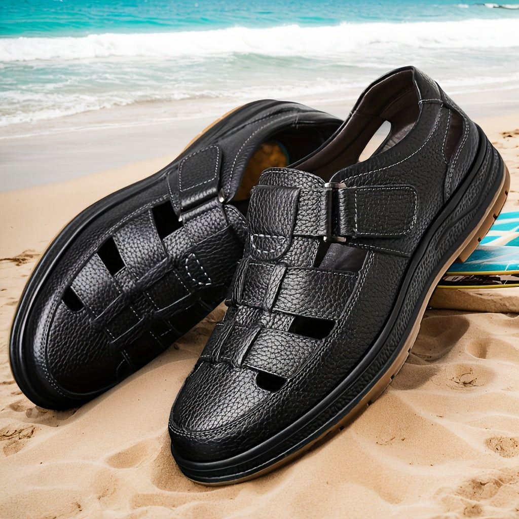 Breathable Cowhide Leather Men’s Sandals