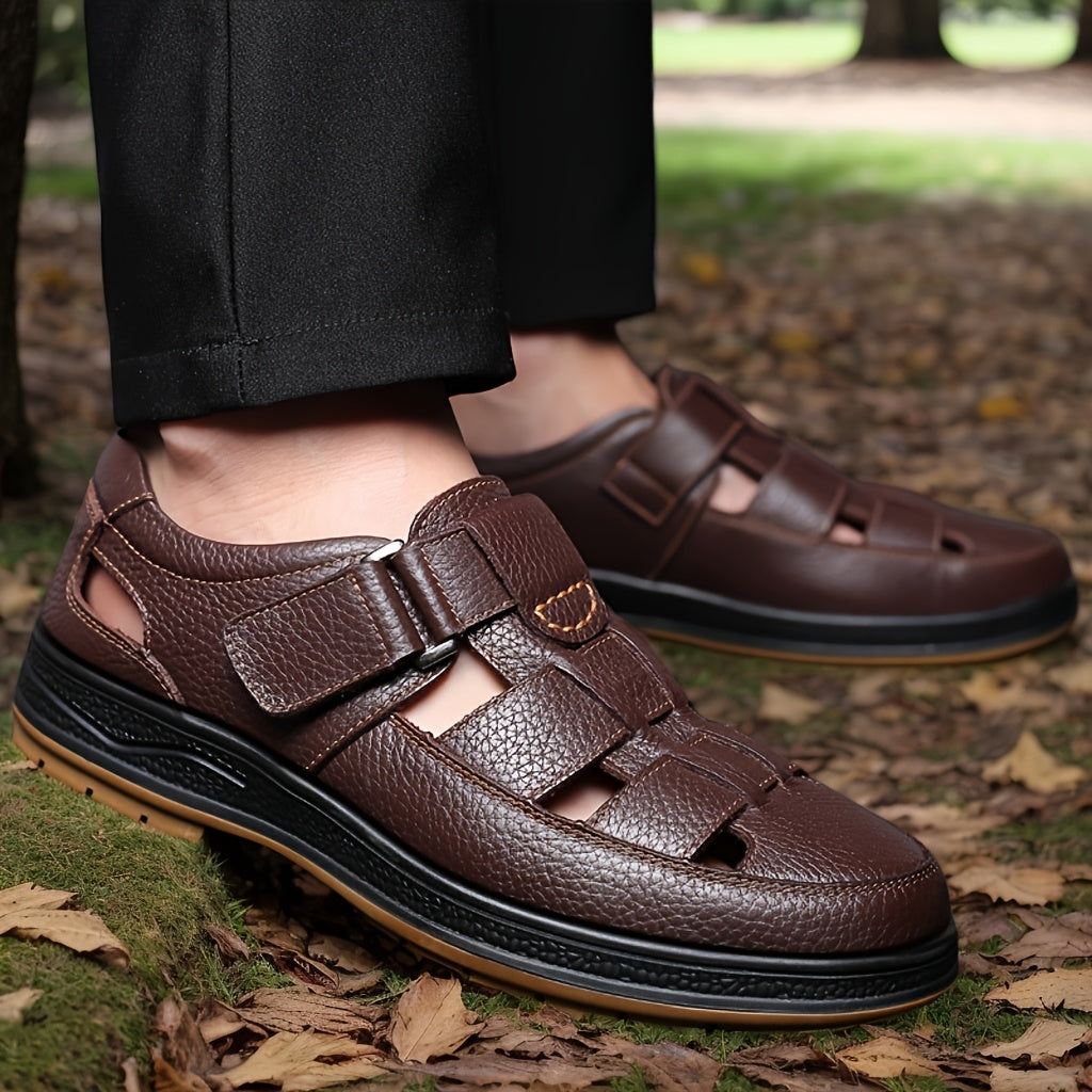 Breathable Cowhide Leather Men’s Sandals