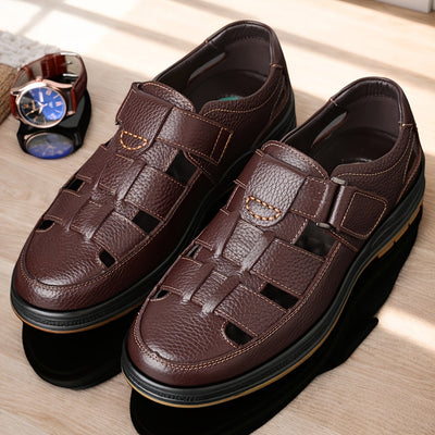 Breathable Cowhide Leather Men’s Sandals