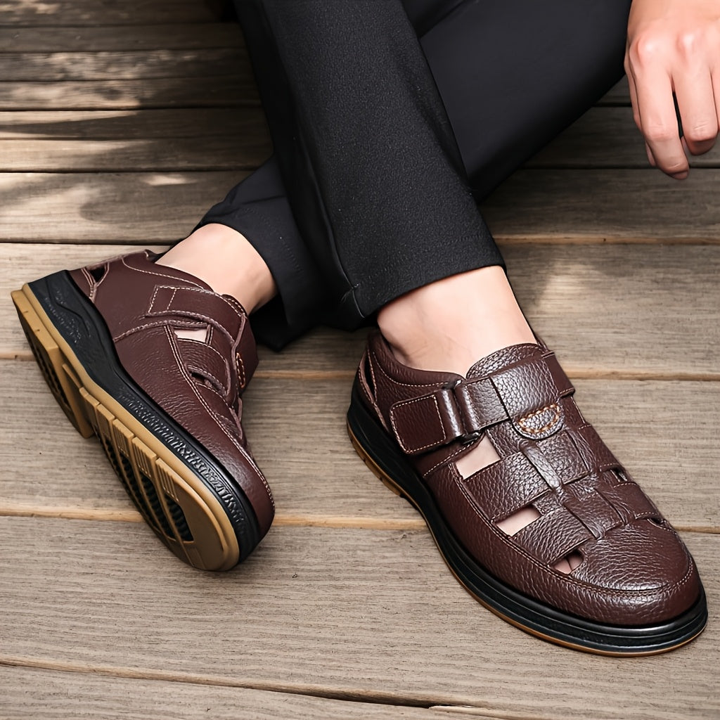 Breathable Cowhide Leather Men’s Sandals