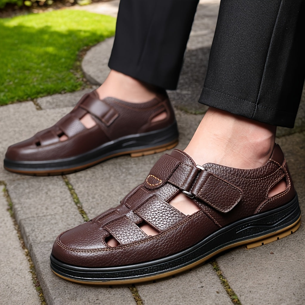 Breathable Cowhide Leather Men’s Sandals