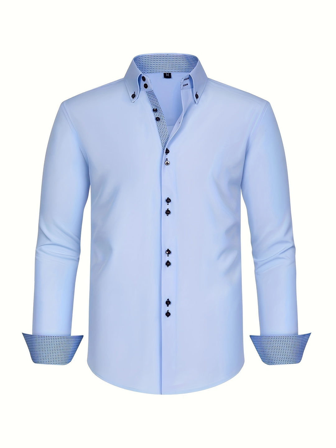 Double-Breasted Light Blue Men's Shirt