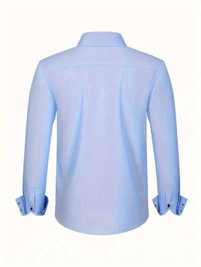 Double-Breasted Light Blue Men's Shirt