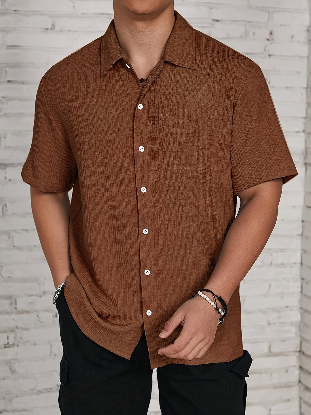 Textured Short Sleeve Men's Shirt
