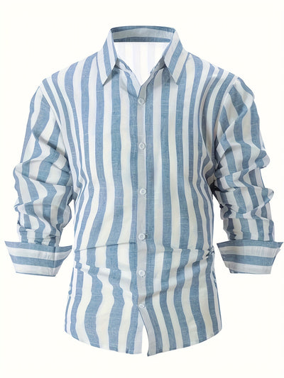 Summer Striped Long Sleeve Men's Shirt