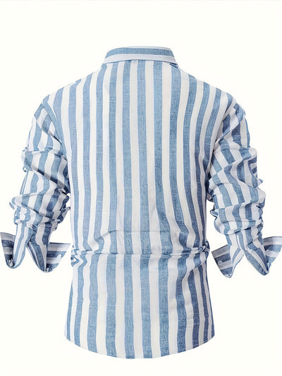 Summer Striped Long Sleeve Men's Shirt