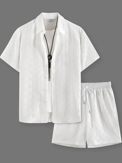Casual Solid Color Shirt Set