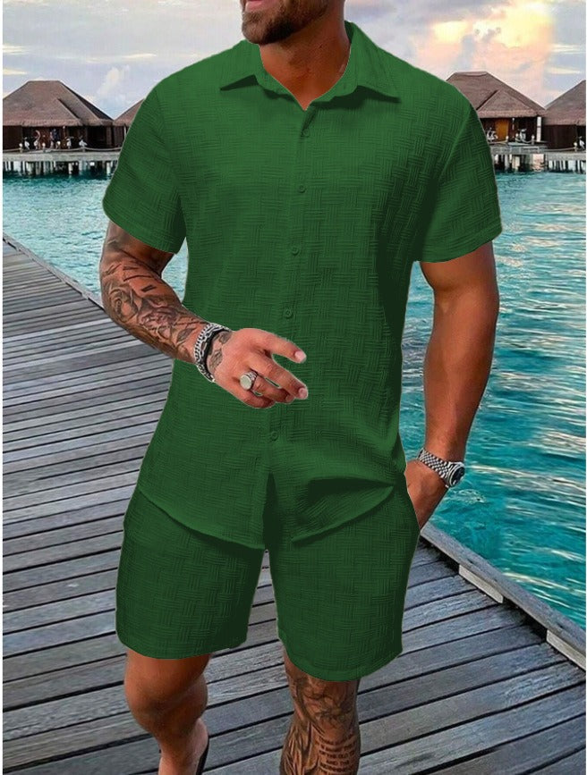 Striped Textured Men's Summer Set