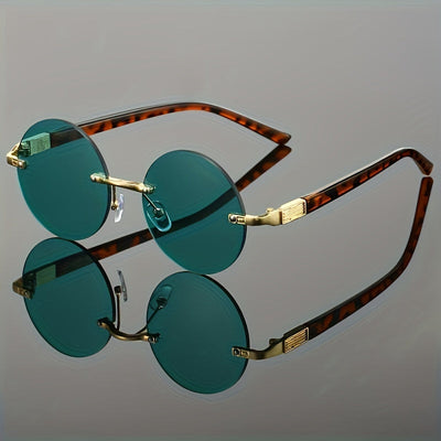 Leopard Print Temples Rimless Sunglasses