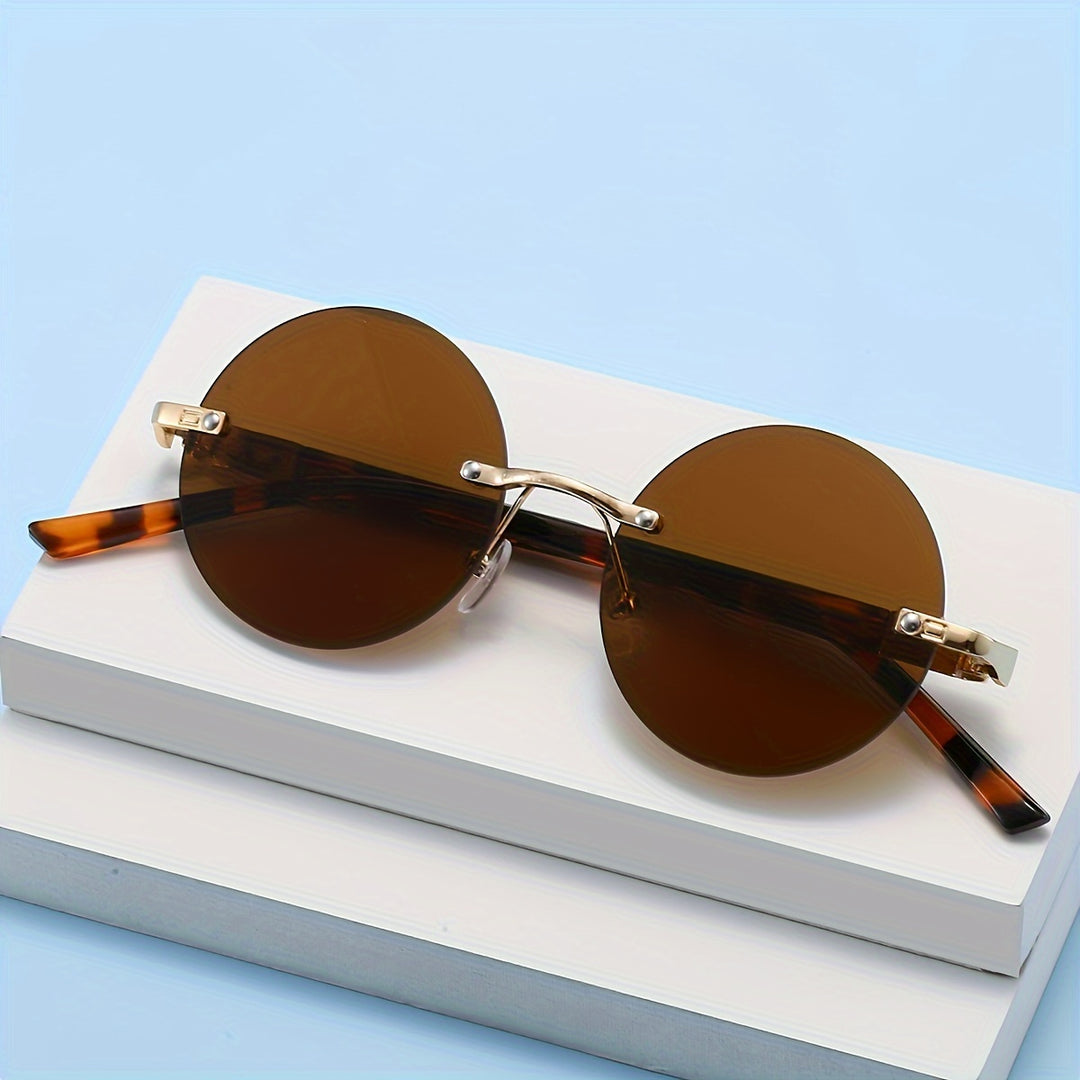 Leopard Print Temples Rimless Sunglasses