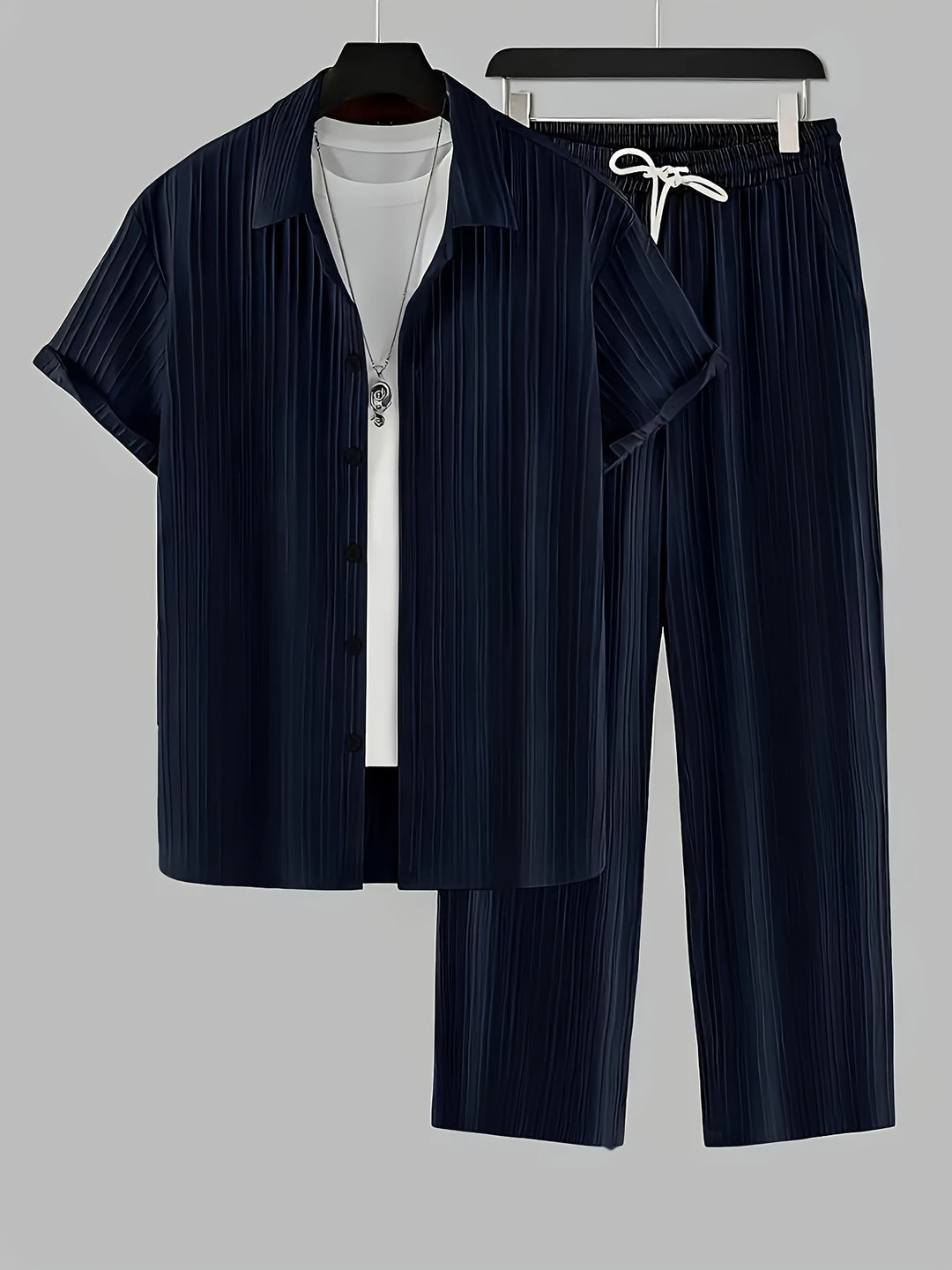 Button-Up Men's Two-Piece Set