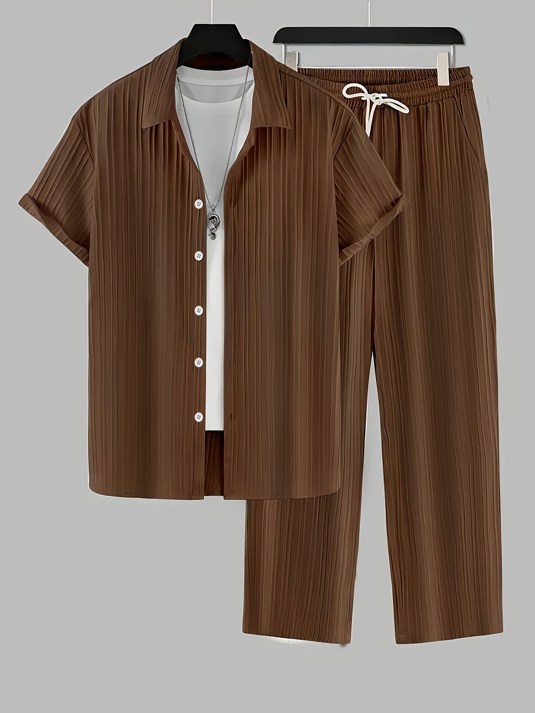Button-Up Men's Two-Piece Set