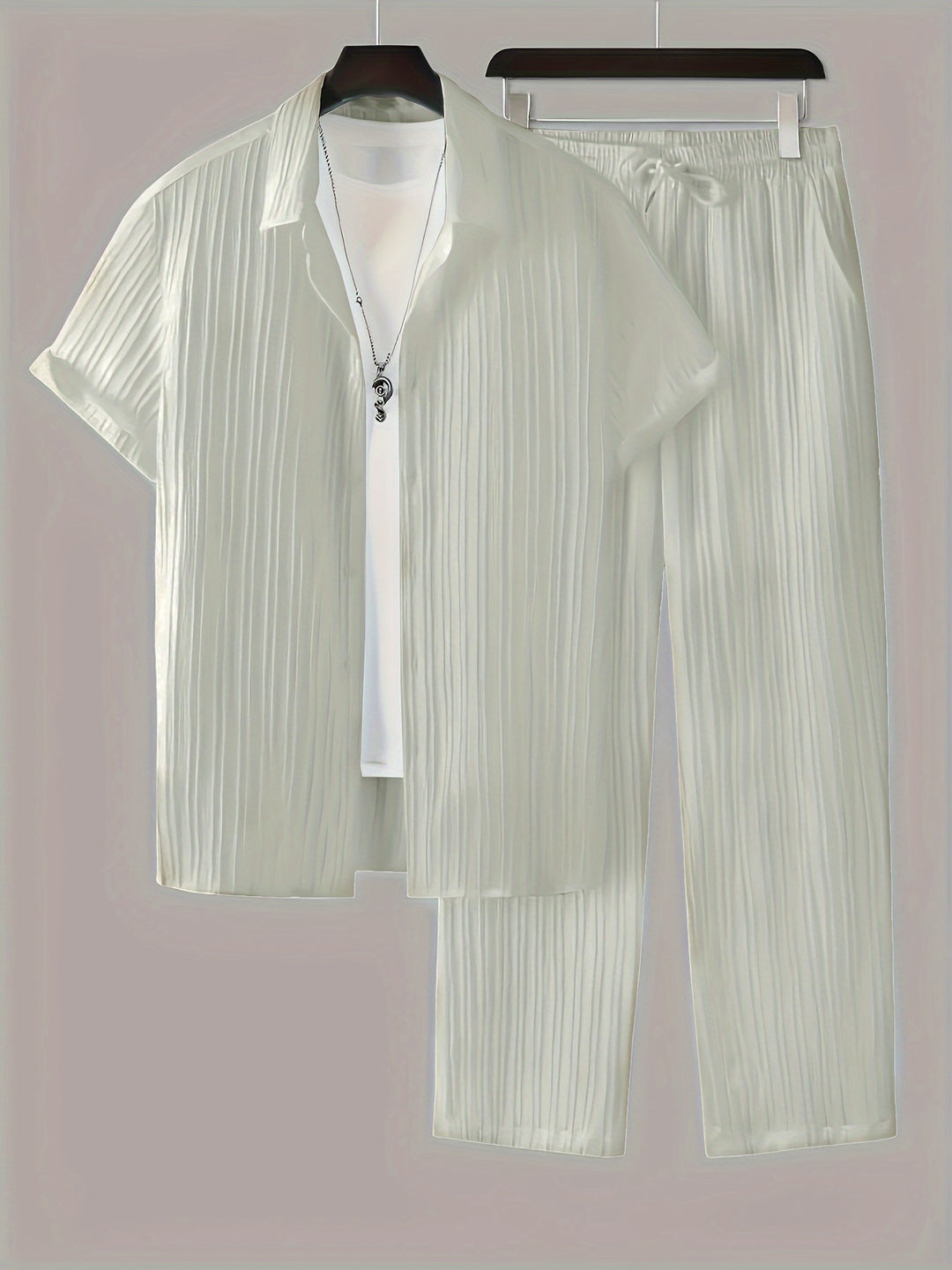 Button-Up Men's Two-Piece Set