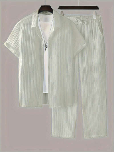 Button-Up Men's Two-Piece Set