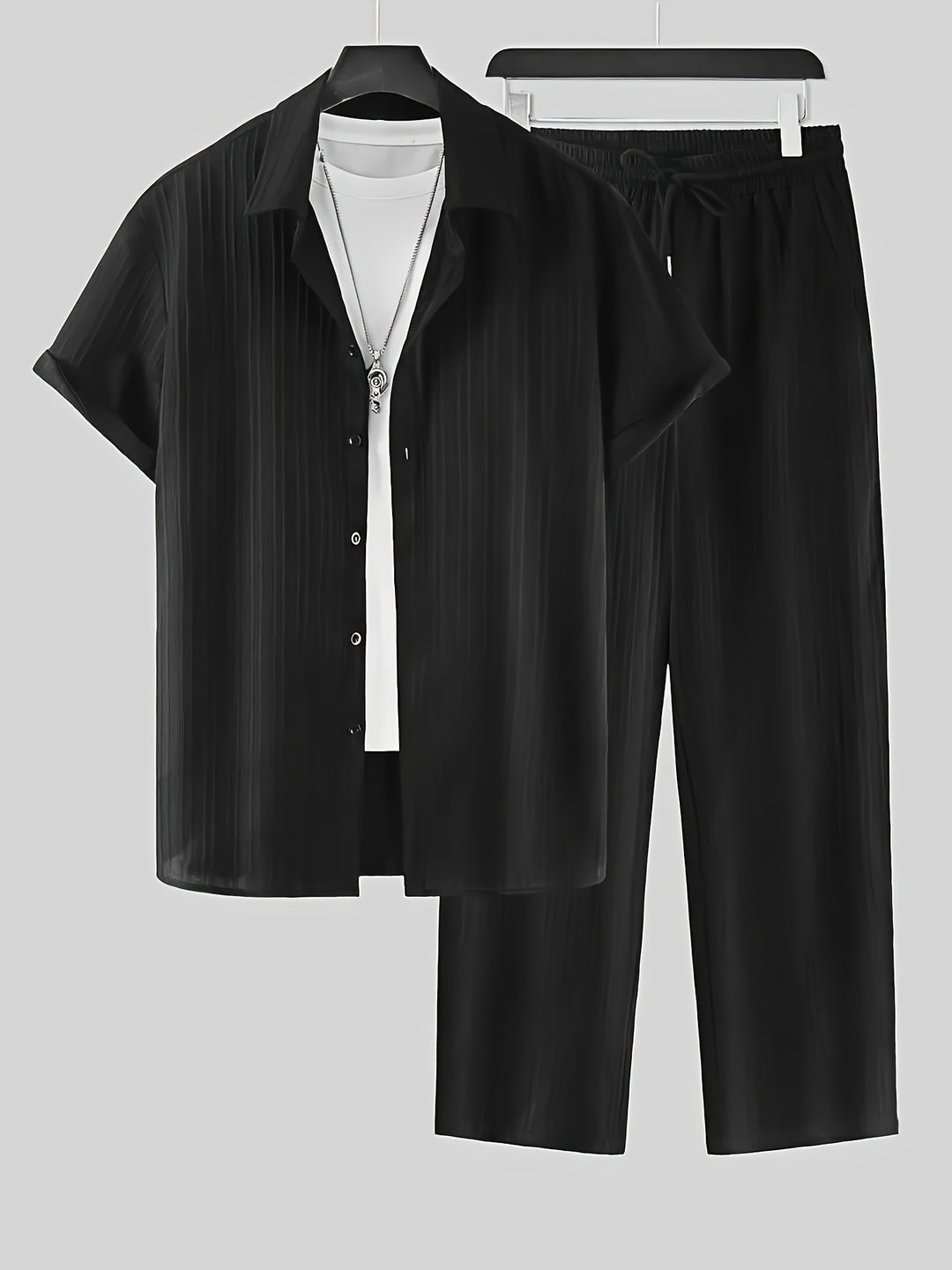 Button-Up Men's Two-Piece Set