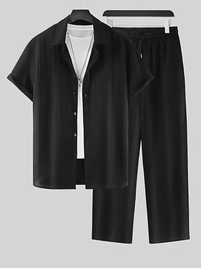 Button-Up Men's Two-Piece Set