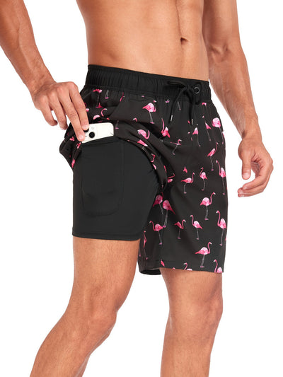 Men’s Tropical Drawstring Beach Trunks